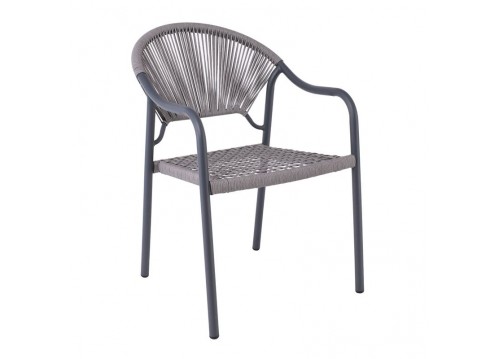 POLIS Armchair Metal Anthracite/Rope Wicker Grey