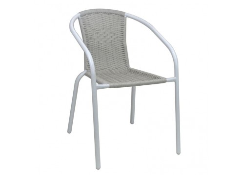 BALENO-W Armchair Metal White/Beige Wicker