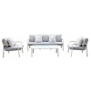 LATINO Set (4pcs) Alu White/Cushions Light Grey