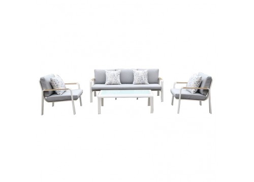 LATINO Set (4pcs) Alu White/Cushions Light Grey