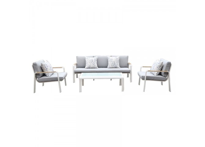LATINO Set (4pcs) Alu White/Cushions Light Grey