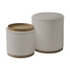 MATIC Set-2 Storage Stool-Side Table Teddy Cream Fabric