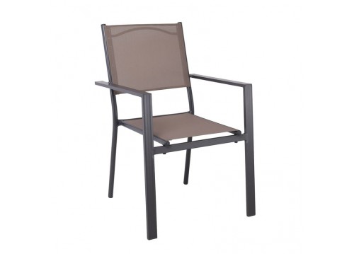 AMIRAL Armchair Alu Anthracite/Textilene Cappuccino