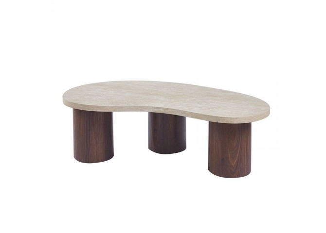 LAMBERT Coffee Table 130x70cm MDF Natural Stone/Walnut