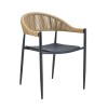 MALTA Armchair Metal Black/PP-UV Black/Rope Wicker Natural