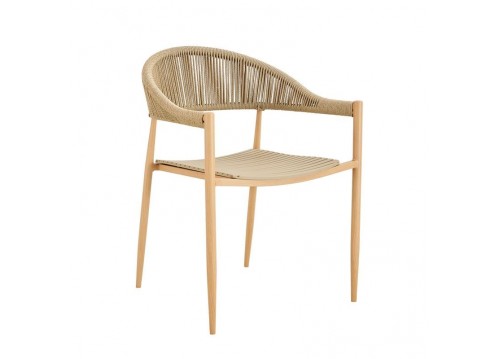 MALTA Armchair Metal Natural/PP-UV Beige/Rope Wicker Natural