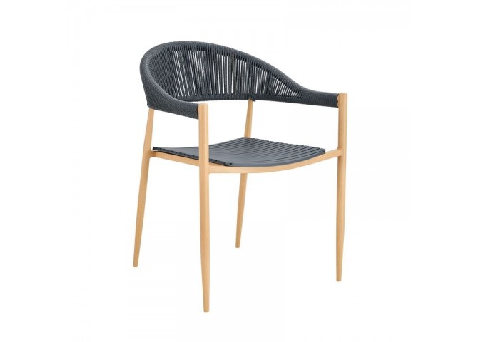 MALTA Armchair Metal Natural/PP-UV Grey/Rope Wicker Grey
