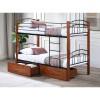 NORTON Double Deck Bed - 2 Drawers 90x190 Metal Black/Wood Walnut