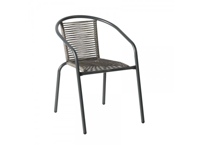 MIKA Armchair Metal Anthracite/PE Rattan Grey