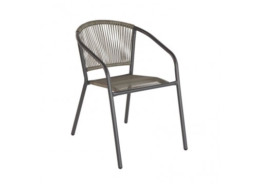 PATTY Armchair Metal Anthracite/PE Rattan Grey