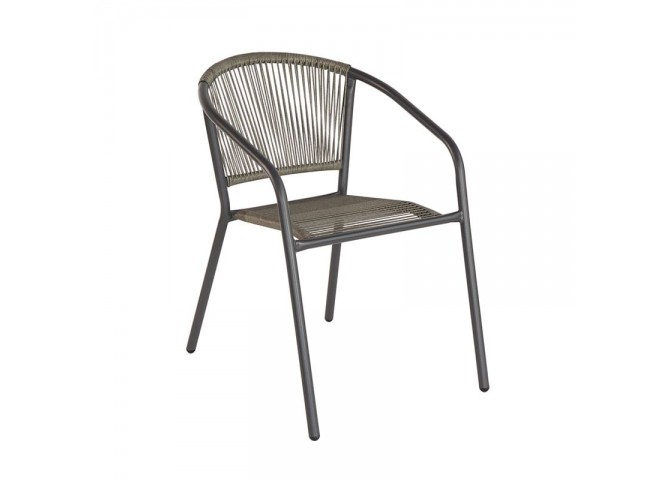 PATTY Armchair Metal Anthracite/PE Rattan Grey