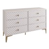 LANA Drawer Chest (6-D) 120x40x80cm Ecru, front Quilted Pu