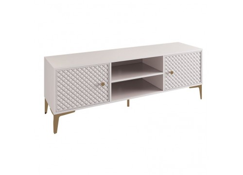 LANA TV Board 140x40x50cm Ecru, front Quilted Pu