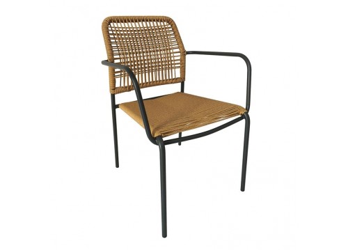 LUIGI Armchair Metal Anthracite/Rope Wicker Natural
