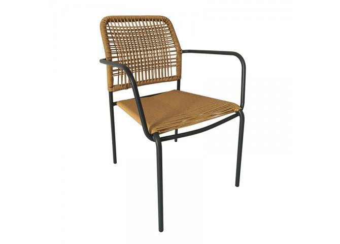 LUIGI Armchair Metal Anthracite/Rope Wicker Natural