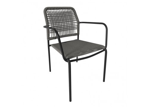 LUIGI Armchair Metal Anthracite/Rope Wicker Grey