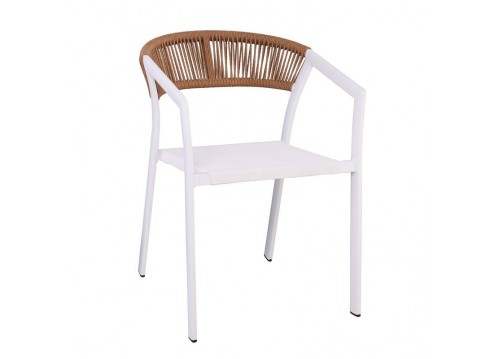 PARMA Armchair Alu White/Rope Wicker Natural