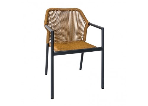 DINA Armchair Alu Anthracite/Rope Wicker Natural