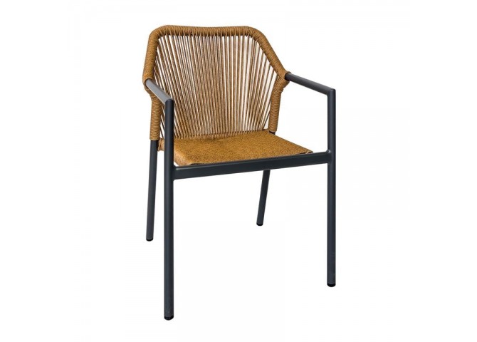 DINA Armchair Alu Anthracite/Rope Wicker Natural