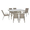 RIO Set (Table 150x90cm+6 Armchairs) Metal Beige/Textilene Beige