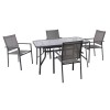 LANSON Set (Table 120x70+4 Armchairs) Metal Dark Grey/Textilene Grey