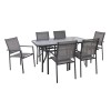 LANSON Set (Table 140x80+6 Armchairs) Metal Dark Grey/Textilene Grey