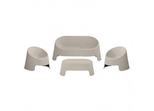 COLT Set (Table 100x58+Sofa 2-Seater+2 Chairs) PP-UV Grey, Stackable