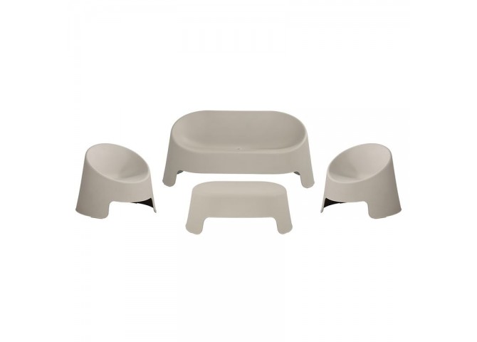 COLT Set (Table 100x58+Sofa 2-Seater+2 Chairs) PP-UV Grey, Stackable