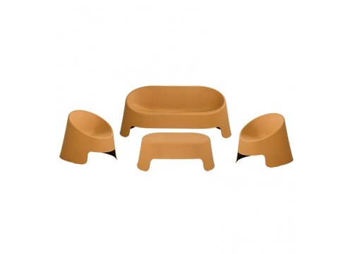 COLT Set (Table 100x58+Sofa 2-Seater+2 Chairs) PP-UV Egg Yellow, Stackable