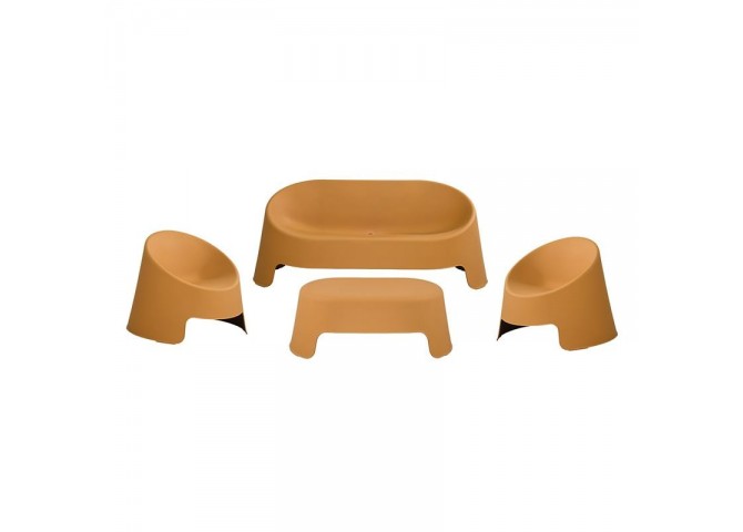 COLT Set (Table 100x58+Sofa 2-Seater+2 Chairs) PP-UV Egg Yellow, Stackable