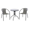 BALENO-W Set (Table D60cm+2 Armchairs) Metal Anthracite/Mixed Grey Wicker