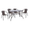 BALENO-W Set (Table 110x60cm+4 Armchairs) Metal/Wicker Brown