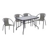 BALENO-W Set (Table 110x60cm+4 Armchairs) Metal Anthracite/Mixed Grey Wicker