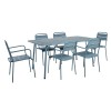 BRIO Slat Set (Table 160x90cm+6 Armchairs) Metal Sandy Blue 5415C
