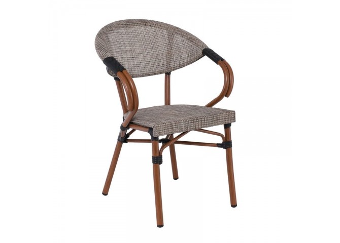 COSTA Armchair Alu Walnut/Textilene Beige