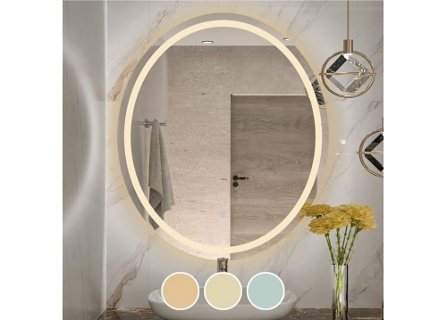 LED-3 Wall Mirror 60x70cm Oval, Illuminated