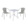 BALENO-W Set (Table 70x70cm+2 Armchairs) Metal White/Beige Wicker