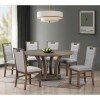 GORDON Set (Table D150+6 Chairs) Antique Grey Walnut, Fabric Grey