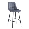 MYRIAM Bar Stool Metal Black/Fabric Velure Dark Grey