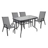 RIO Set (Table 110x60cm+4 Armchair) Metal Black/Textilene Grey