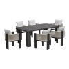 BOSTON Dining Set (Table 200x100cm+6 Armchairs) Alu Anthracite/Rope Wicker Beige