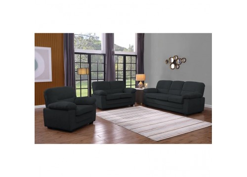 VEGAS Sofa Set (1+2+3) Dark Grey Corduroy Fabric