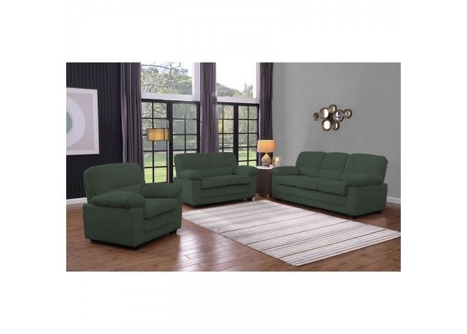 VEGAS Sofa Set (1+2+3) Forest Green Corduroy Fabric