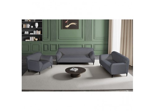 VICTORIA Sofa Set (1+2+3) Dark Grey Fabric