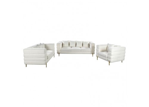 MORRIS Lounge Set (3-S+2-S+1-S) White Teddy Fabric