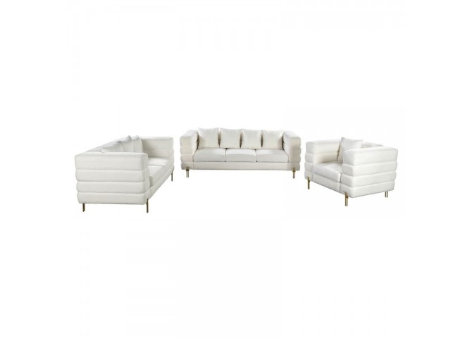 MORRIS Lounge Set (3-S+2-S+1-S) White Teddy Fabric