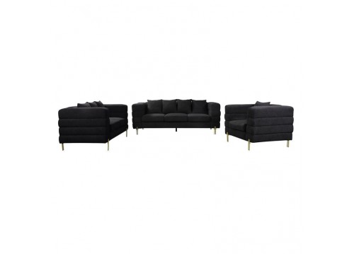 MORRIS Lounge Set (3-S+2-S+1-S) BlackTeddy Fabric