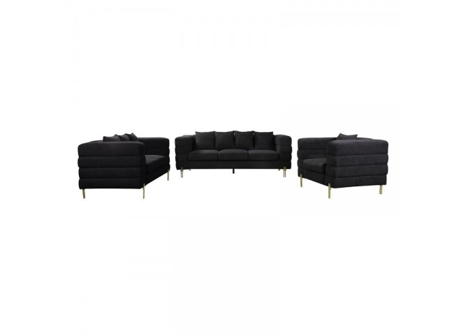 MORRIS Lounge Set (3-S+2-S+1-S) BlackTeddy Fabric