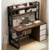 PC Metal Desk 3 Drawers/3 Shelves 120x50x74/147cm Black/Walnut