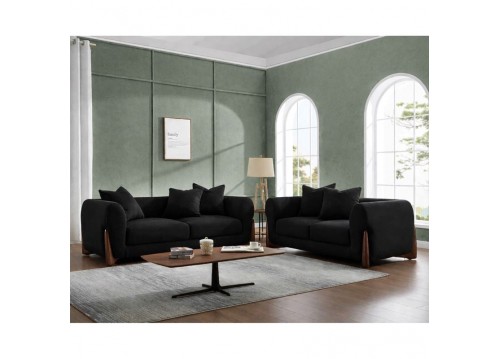 KANSAS Sofa Set (2+3) Teddy Black Fabric